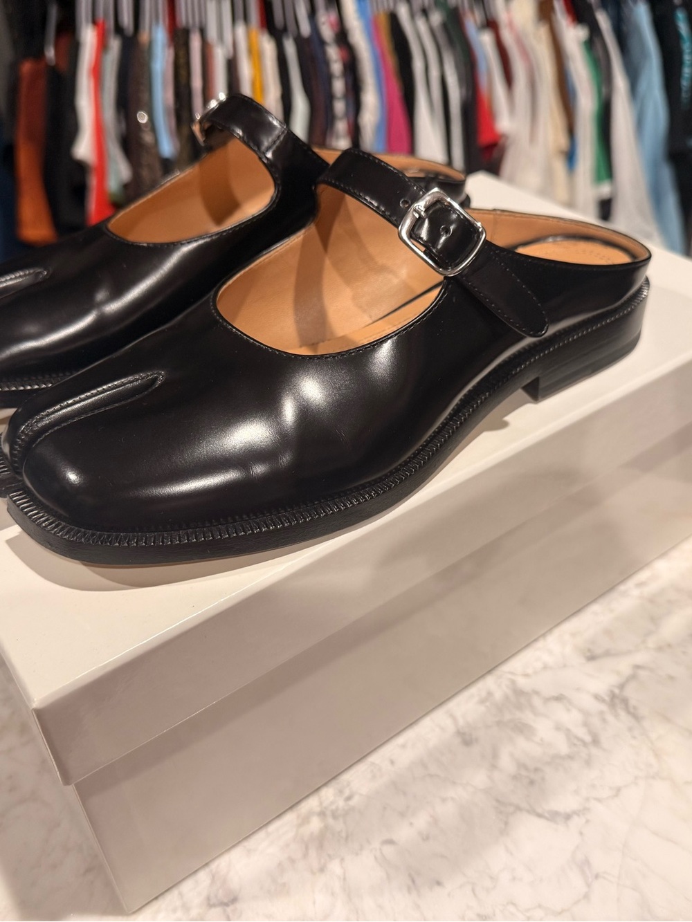 Maison Margiela Black Leather Tabi Mary Jane Mules - Picture 9 of 13